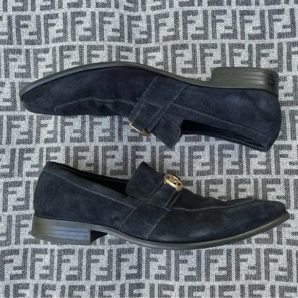 gold shoes with burgundy dress Wingtip Brogue Kiltie Monk Strap Shoes- Navy Suede main image 0